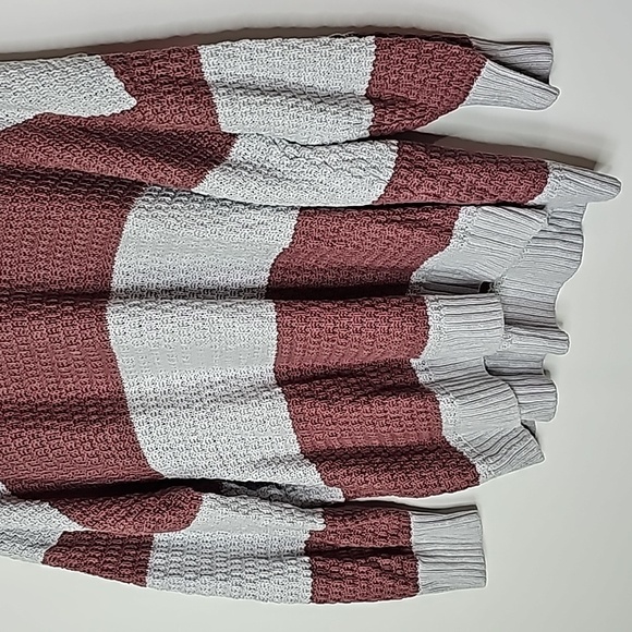 Old Navy gray and brown striped 3X crew neck tunic length sweater - Picture 3 of 6